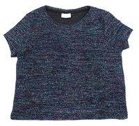 Čierno-modro-fialové trblietavé crop tričko F&F