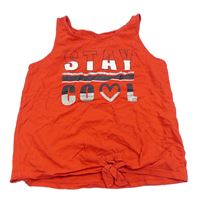 Červený crop top s nápisom C&A