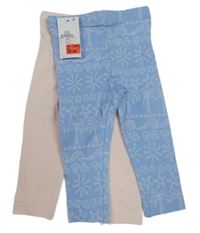 Nové - 2x legíny - světlerůžové + světlemodré s obrázky Primark