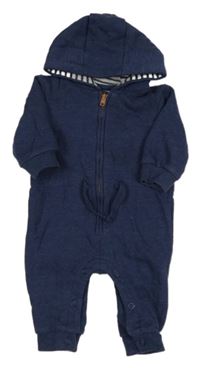 Tmavomodrá tepláková kombinéza s kapucňou F&F