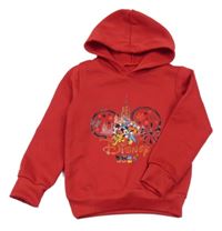 Červená mikina s Mickeym a kamarády a kapucňou