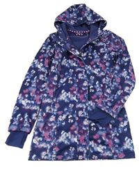 Fialovo-tmavomodrá květovaná softshellová parka s kapucí Crivit