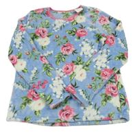 Nové - modro-ružová kvetovaná plyšová mikina Nutmeg