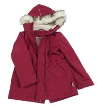 Vínová šusťáková zateplená parka s kapucí s kožešinou jakoo
