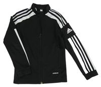Černá sportovní funkční propínací mikina s pruhy a logem Adidas