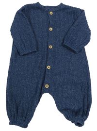 Tmavomodrý žebrovaný úpletový overal George