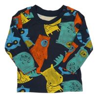 Tmavomodro-farebné tričko so zvířaty Primark