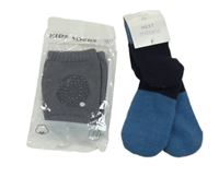 Nové - 3 set - 2x tmavomodré pletené rukavice + šedé návleky na lezení 