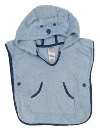Modré osuškové pončo s kapucí