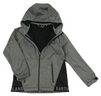 Šedo-černá softshellová bunda s kapucí