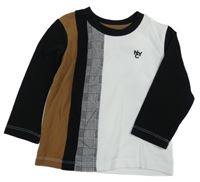 Bielo-čierno-hnedé tričko Matalan