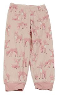 Růžové plyšové pyžamové kalhoty se sobíky 