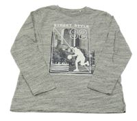 Sivé melírované tričko s městem Yigga