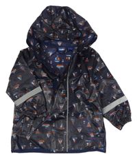 Tmavomodrá pláštěnka s parníky a kapucňou Lupilu