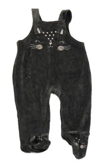 Tmavošedé sametové dupačky s mačkou George