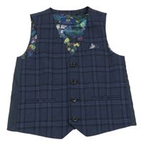 Tmavomodrá kostkovaná společenská vesta Next