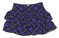 Fialovo-čierna kockovaná vrstvená sukňa C&A