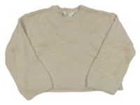 Béžový chlpatý crop sveter H&M
