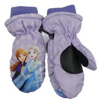 Lila šusťákové zateplené palcové rukavice s Frozen 