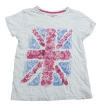 Biele tričko s britskou vlajkou s motýly Yd.