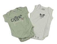 2set - 2x body - bílé s čumákem + mintové s nápisom a koalou