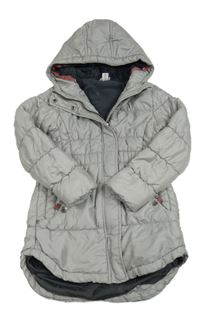 Sivý šušťákový zateplený kabát s kapucňou Yigga