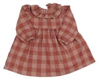 Ružové kockované úpletové šaty s golierikom George