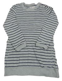 Sivo-tmavomodrá pruhovaná tepláková šatová mikina H&M