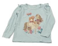 Světlemodré triko s dívkou a koněm C&A