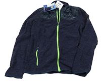 Nové - Tmavomdorá fleecová propínací mikina se šusťákovým prvkem Pocopiano