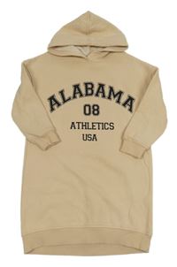 Béžové teplákové šaty s nápisy a kapucí River Island