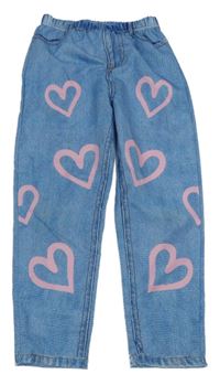 Světlemodré legíny riflového vzhledu so srdiečkami Shein