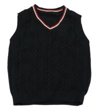 Čierno-bielo-červená pletená vzorovaná vesta