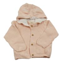 Svetloružový prepínaci sveter s kapucňou Lupilu