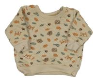 Béžová mikina s listami a zvieratkami Ergee