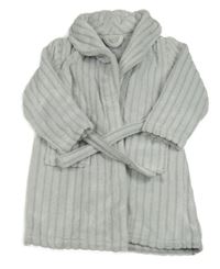 Světlešedý pruhovaný plyšový župan Matalan