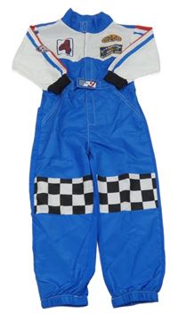 Kostým - Modro-bílý šusťákový overal - závodník H&M