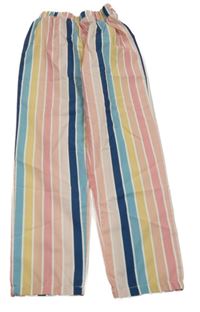 Bielo-ružovo-modré pruhované nohavice Shein