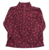 Mahagónovo-fuchsiová fleecová funkčná mikina s leopardím vzorom Regatta