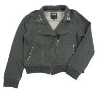 Tmavošedý teplákový crop křivák s ostny 