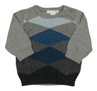 Sivo-modrý károvaný sveter H&M