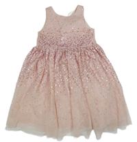 Světlerůžové tylové šaty s flitry H&M