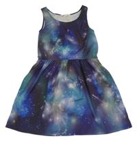 Tmavomodro-zelené galaxy šaty H&M