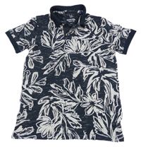 Tmavomodro-biele vzorované polo tričko Jack & Jones
