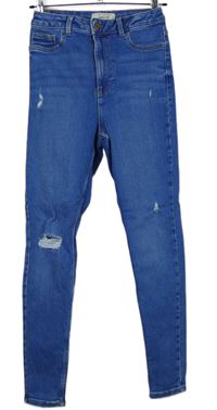 Dámské modré skinny rifle s dírami New Look 