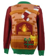 Pánsky vínovo-zelený vianočný sveter s obrázkom H&M