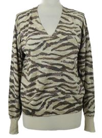 Dámský béžovo-vínový vzorovaný lehký svetr Next 