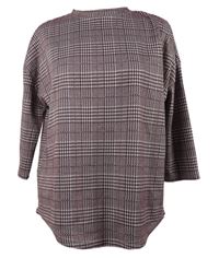 Dámské vínovo-bílé kostkované mikinotriko Primark