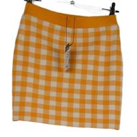 Nové - Dámska oranžovo-biela kockovaná pletená sukňa Primark