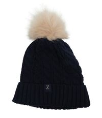 Dámská tmavomodrá čepice s růžovou bambulí Zoella 